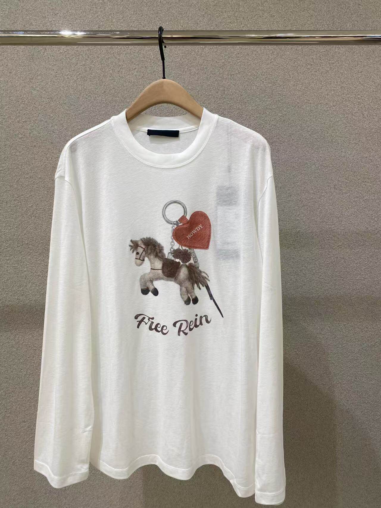 正品长袖T恤2026春新品马年系列怀旧印花含亚麻白色MBF1TEE034