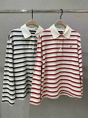 【C+系列】正品条纹T恤2026春新品精梳棉宽松POLO衫MBF1TEE010