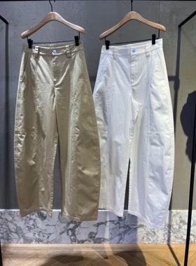 【秦岚同款】正品休闲裤2025夏新品棉质弯刀工装裤中腰MBE2PATT03