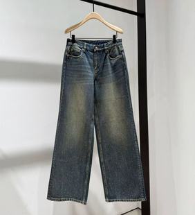 正品牛仔裤2025冬新品怀旧靛蓝棉质渐变烫钻中高腰直筒MBE4JEN015