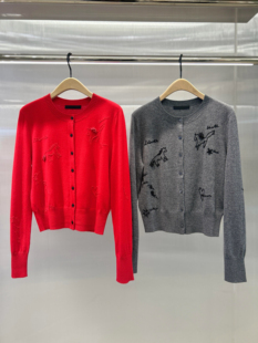 正品针织开衫2026春新品马年系列羊绒羊毛手工绣雀红色MBF1CAR030