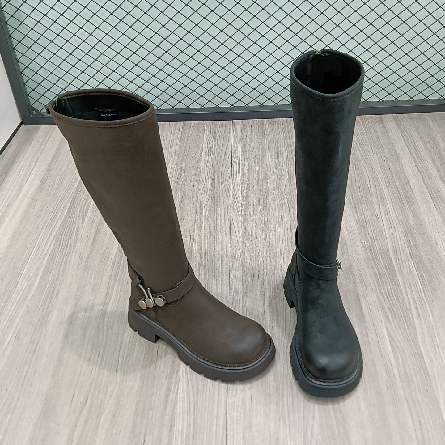 欧洲站厚底加绒长筒靴显瘦弹力靴