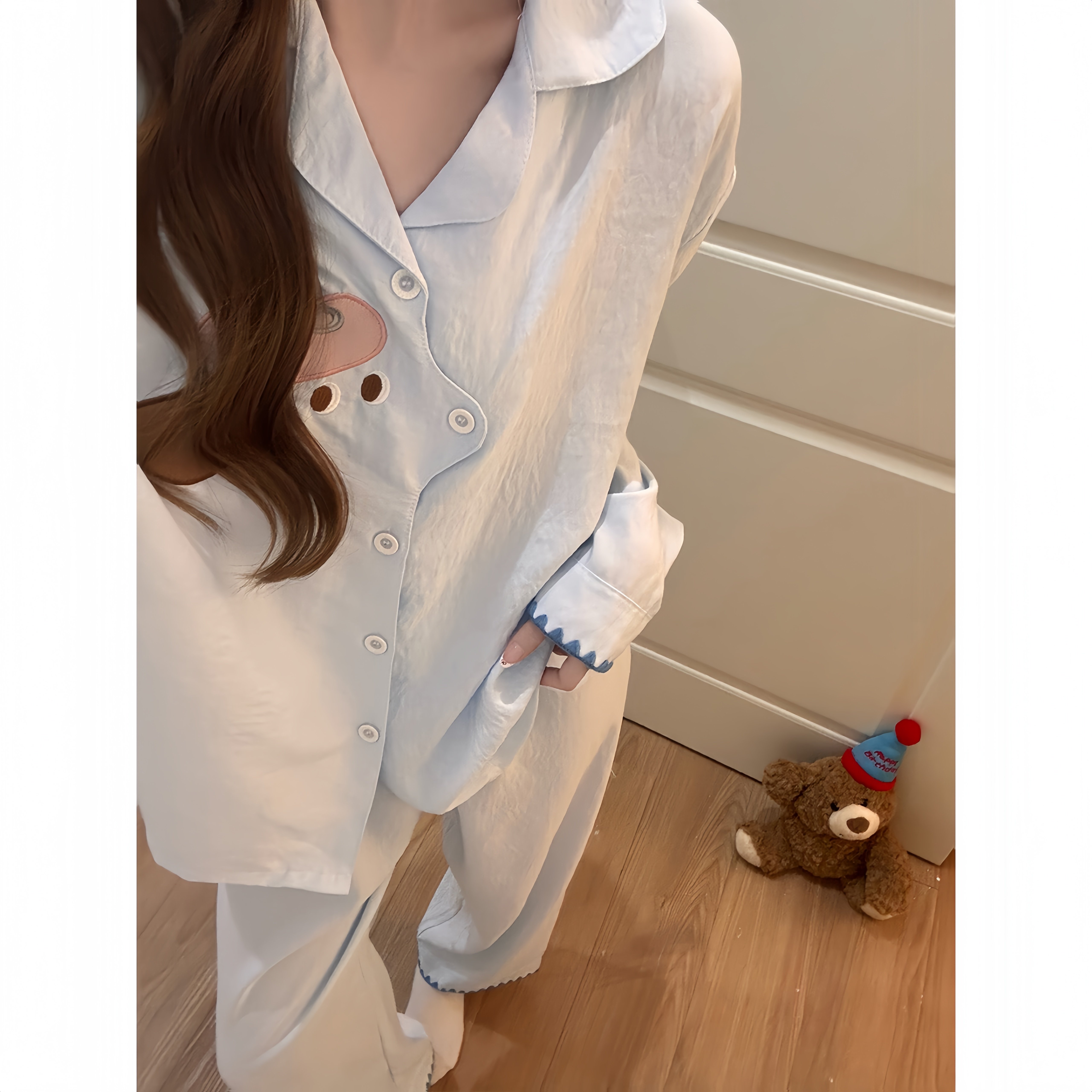 云朵棉带胸垫睡衣女家居服套装