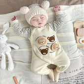 宝宝连体衣哈衣爬服秋装 婴儿衣服春秋新生儿外出纯棉长袖 薄款 睡衣