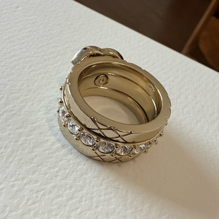 柜子断货w!小香风三合一戒指 可叠戴任意组合 铜胚镀厚金 施华钻
