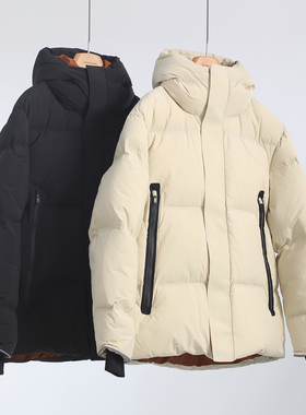 巨蓬松保暖~经典0utdoor系列短款连帽羽绒服户外运动鹅绒滑雪服男