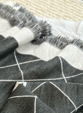 福利！温柔气质25P小香风菱格双面提花披肩女 羊毛羊绒桑蚕丝混纺