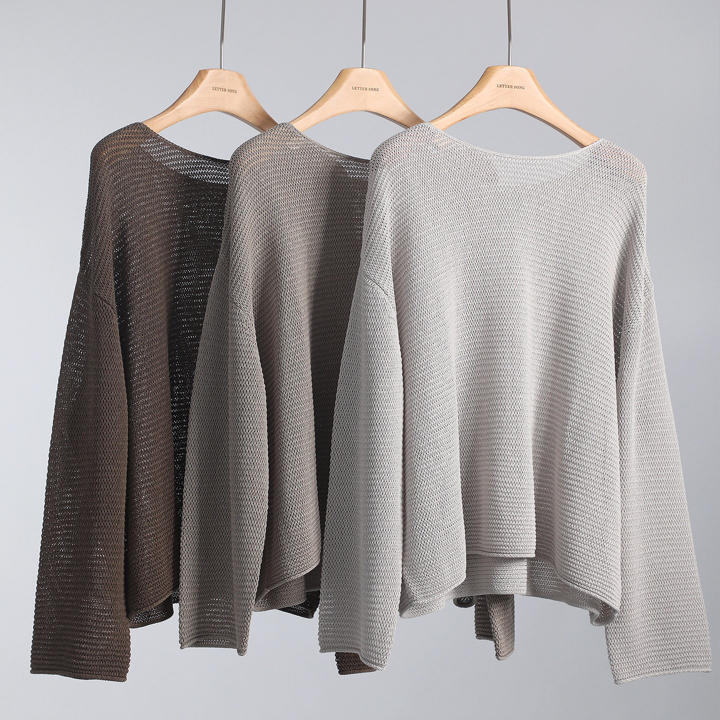 Row松弛慵懒感镂空长袖针织衫女