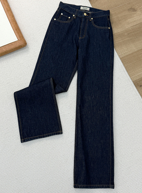 BC同源Berto牛仔面料 冬季厚款窄版直筒牛仔裤女士加长休闲拖地裤