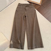 薄绒微弹休闲牛仔裤 土耳其进口面料 row复古水洗直筒宽松阔腿裤 女