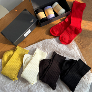 四双 日本贸易订单 中筒袜 男女同款 盒 德国100%可机洗扬子纱羊毛