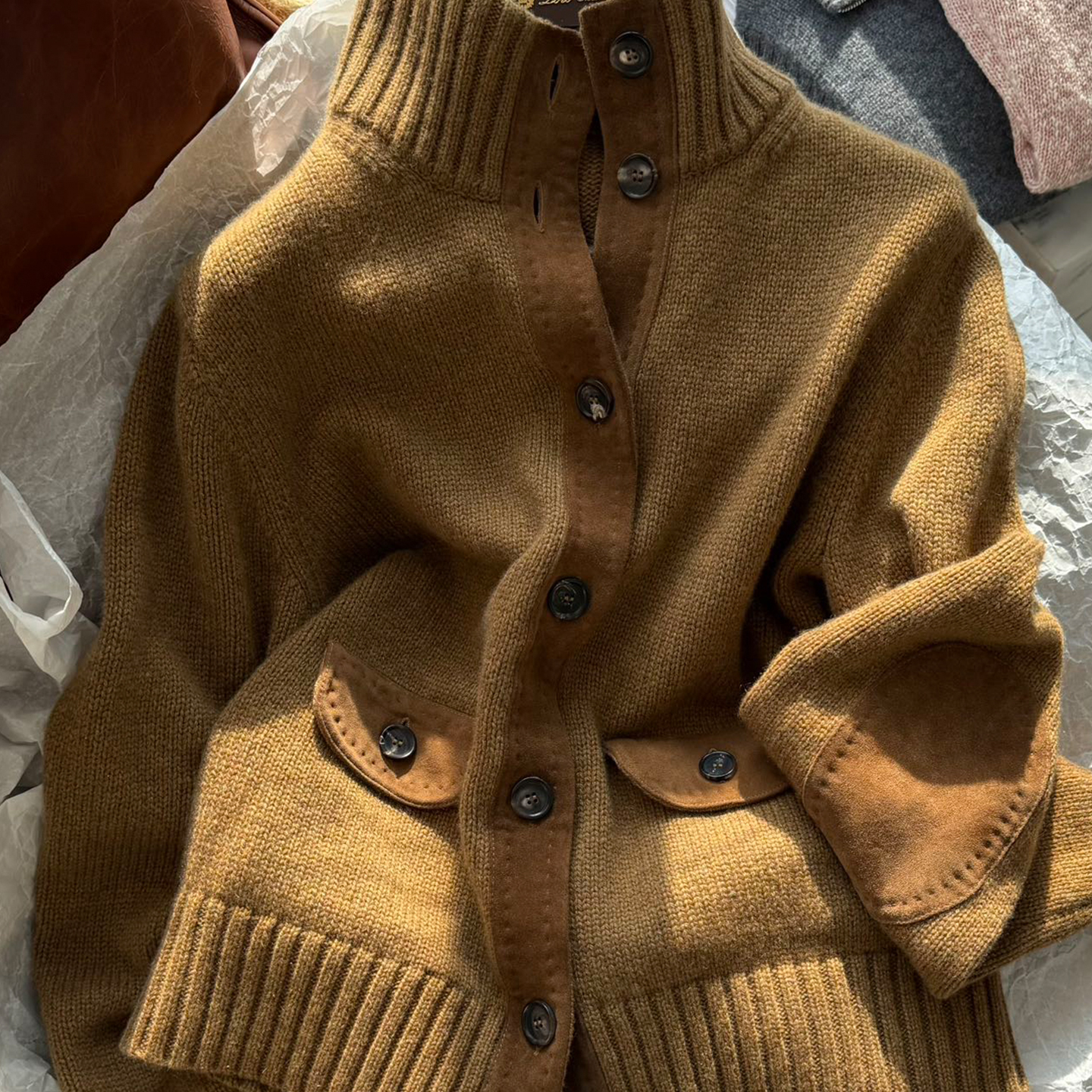 LP立领羊绒针织外套飞行员夹克女