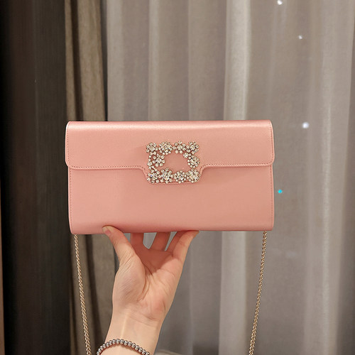 RV方扣绸缎单肩晚宴名媛链条包