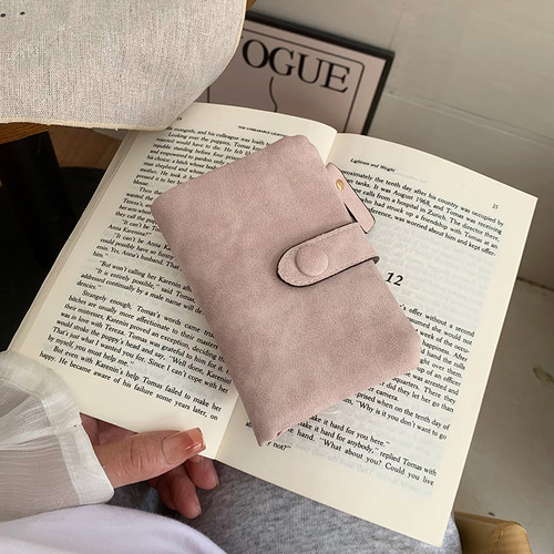 新款磨砂钱包女款短款零钱夹