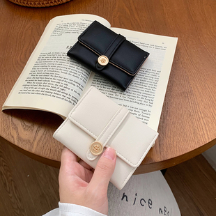 女钱包小清新简约三折学生精致花朵零钱卡包 小众高颜值小香风短款