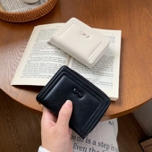 高颜值蝴蝶结小众新款 简约拉链搭扣短款 钱包女学生多卡位一体卡包