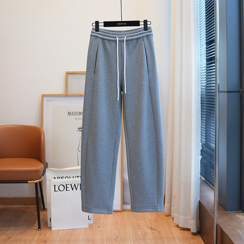 虫小小加绒加厚高腰宽松卫裤