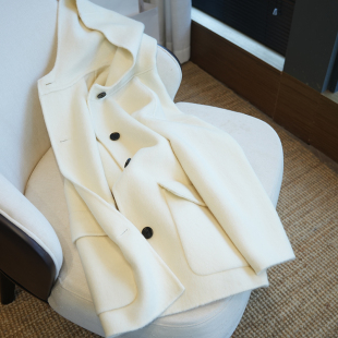 虫小小 A54T 外贸单福利真丝羊毛羊驼绒宽松双面呢连帽大衣秋冬季