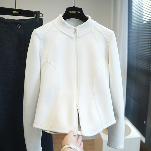 虫小小石墨烯立领双拉链修身卫衣