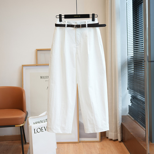 春夏新A111C 女小个子阔腿裤 送腰带 高腰显瘦百搭直筒九分休闲裤