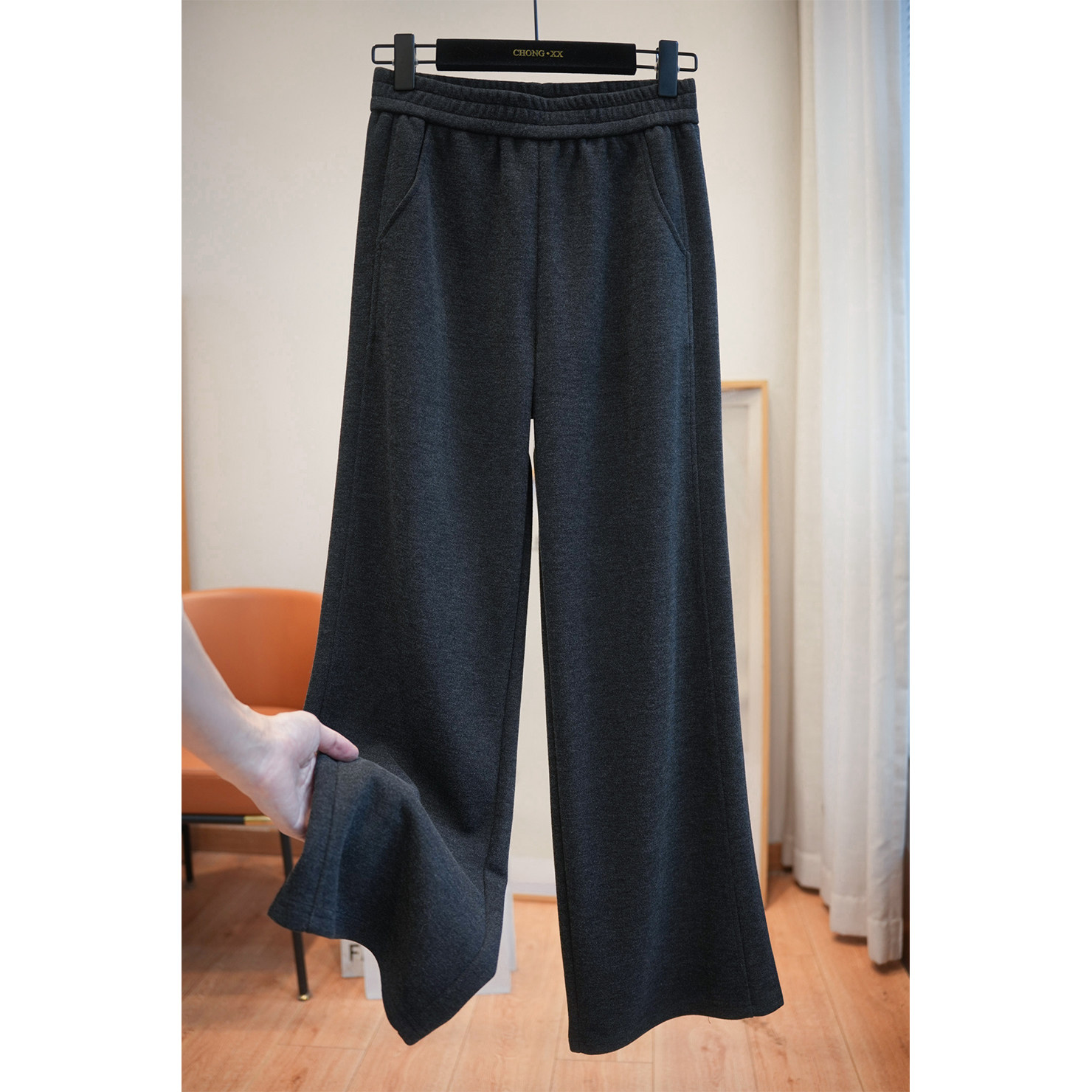 虫小小莱赛尔直筒毛呢阔腿裤