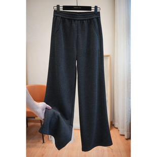 秋冬季 虫小小 子长裤 女毛呢裤 A71J 莱赛尔松紧高腰宽松直筒阔腿裤