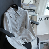 温柔100羊毛钩花翻领针织开衫 专柜同款 法式 女毛衣外穿秋冬A93C