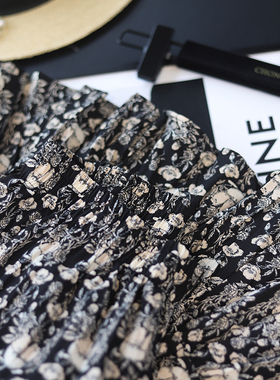 虫小小 法式重工碎花松紧高腰A字显瘦大裙摆中长款半身裙女春684E