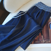 春季 虫小小 912M 女阔腿长裤 弯刀休闲裤 松弛感 藏蓝显瘦香蕉牛仔裤