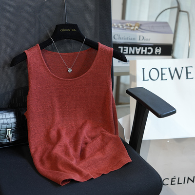 虫小小100亚麻无袖针织背心