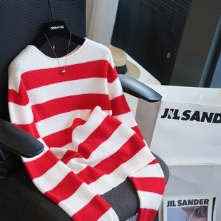 柜上2.6K+明星同款绵羊毛条纹针织衫女毛衣内搭2026春季新款A100D