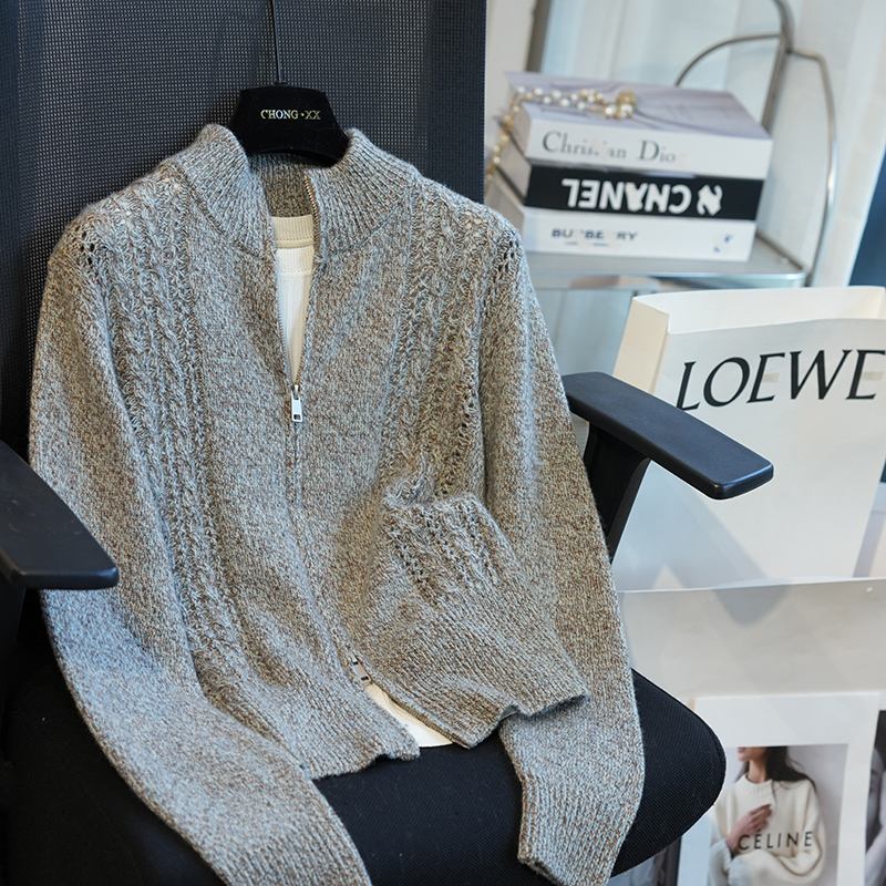 虫小小绵羊毛拉链针织开衫毛衣