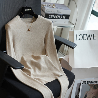 虫小小圆领修身显瘦长袖针织衫