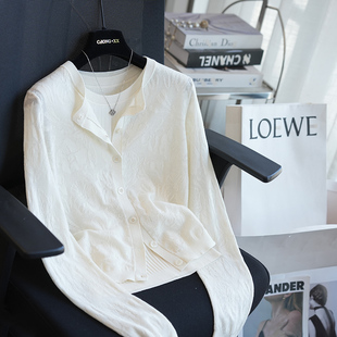 温柔提花圆领长袖 新款 针织开衫 毛衣外套春季 A109Q 女士薄款 虫小小