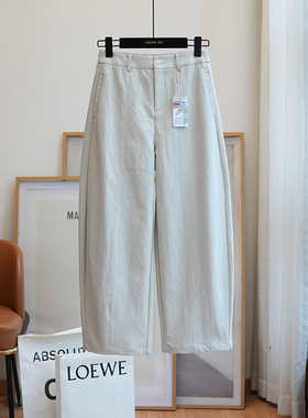 钛金棉挺括有型高腰宽松显瘦九分弯刀裤女阔腿休闲裤秋季新款A49C