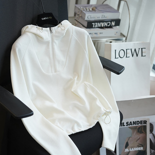 卫衣女上衣外套春季 肌理感短款 A111B 设计感连帽宽松长袖 虫小小