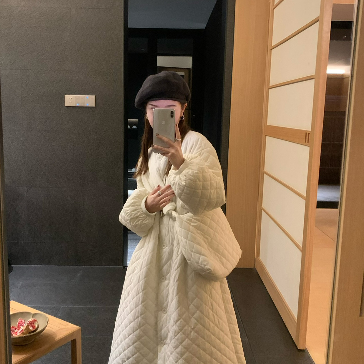 花园町-冬上新韩系甜美公主风加厚保暖棉服外套(配包)Y258079