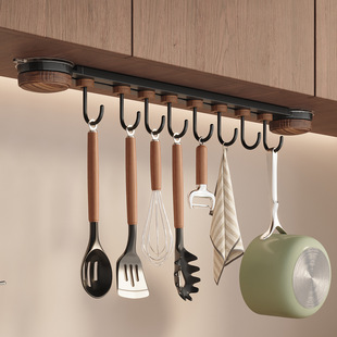 吸盘厨房挂钩免打孔中古风多功能挂杆抹布锅铲勺子壁挂收纳置物架