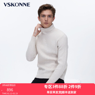 VSKONNE威斯康尼羊毛衫男高龄加厚中青年修身高级白100%羊毛衫男