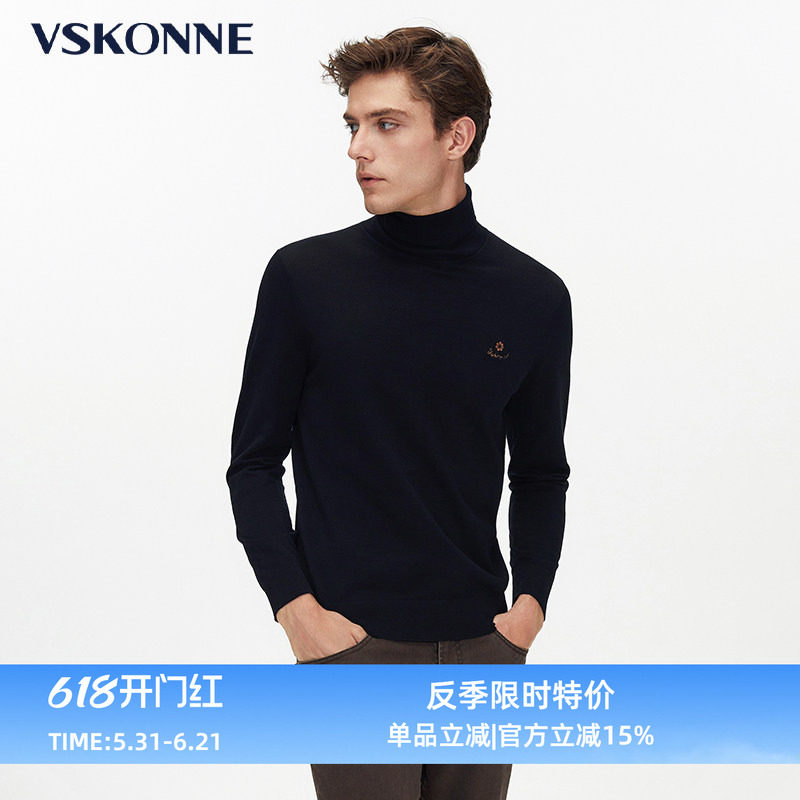 VSKONNE威斯康尼羊毛衫男中青年高龄内搭修身保暖100%羊毛衫男