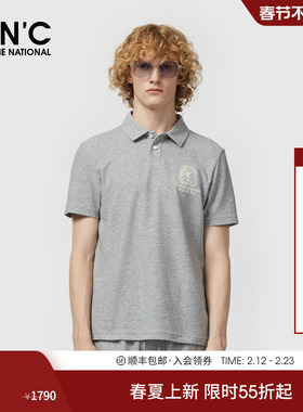 CNC男装25夏季新款薄款透气浅灰色短袖polo衫男休闲商务翻领短袖
