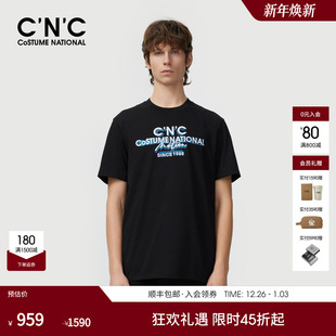 T恤男士 黑色印花圆领短袖 宽松 25春夏新款 CNC男装