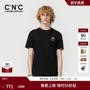 短袖 CNC男装 棉质黑色男士 新款 T恤圆领潮牌品牌logo刺绣短T 25夏季