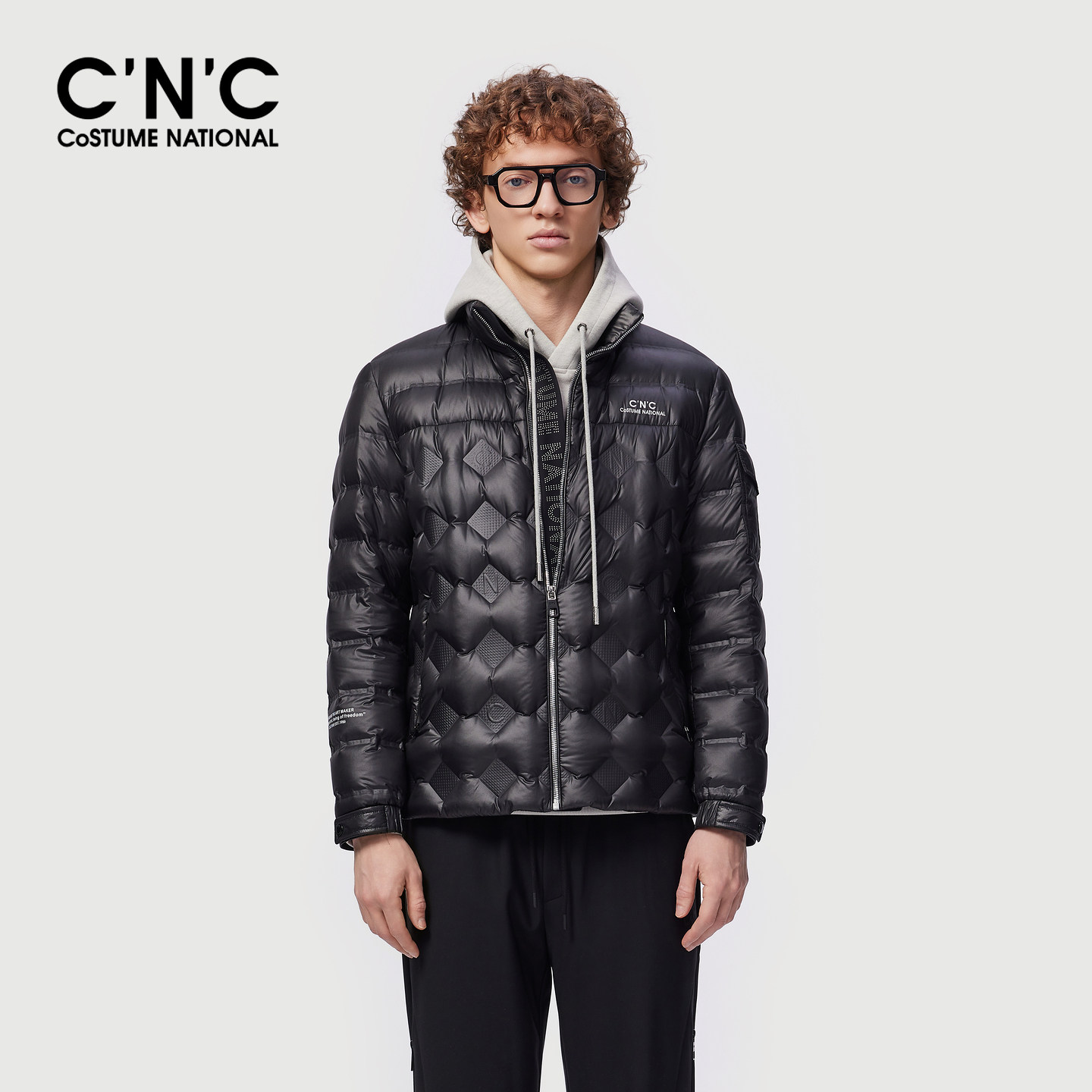 CNC男装26秋季新款男士90白鸭绒羽绒服黑色基础款羽绒外套