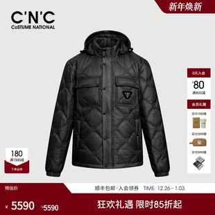 棉服轻奢厚款 CNC男装 辑格黑色连帽保暖男士 新款 夹克外套 25冬季