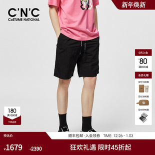 休闲裤 CNC男装 抽绳宽松短裤 潮流字母提花男士 春夏新款