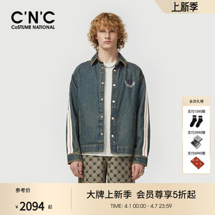 新款 纯棉男牛仔夹克外套侧边条纹logo刺绣设计茄克 26春季 CNC男装