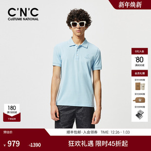 微弹轻奢polo衫 CNC男装 品牌LOGO图案字母翻领短袖 新款 男 24夏季