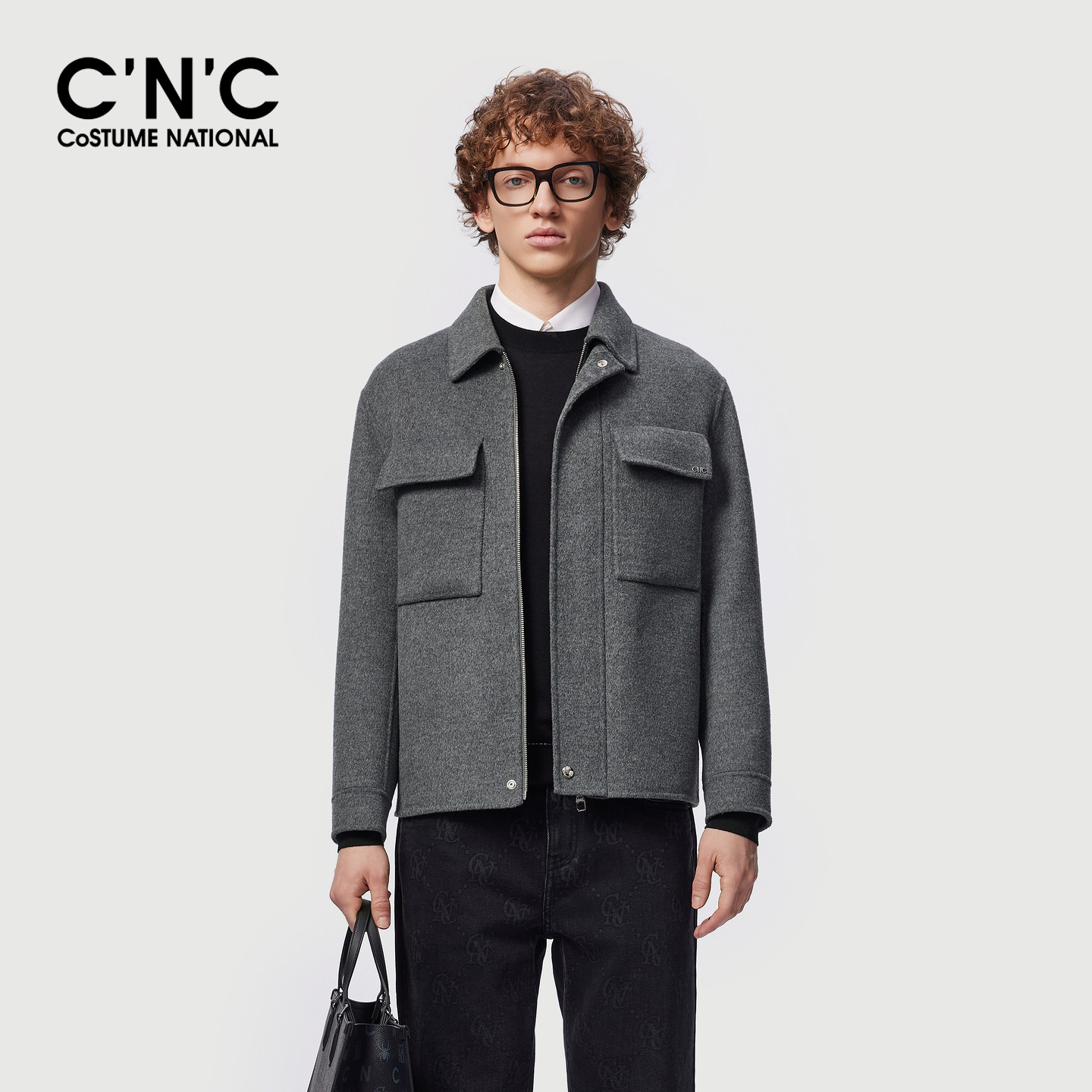 C'N'C【商场同款】CNC25冬新款毛呢大衣夹克商务休闲短款男士外套
