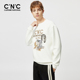 新风潮55折 CNC男装 早春新款 印花卫衣男长袖 圆领卫衣男
